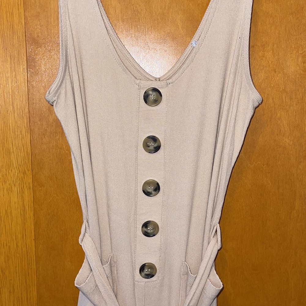 Beige Ribbed Pantsuit. Fashion Nova. Large. - Picture 6 of 15